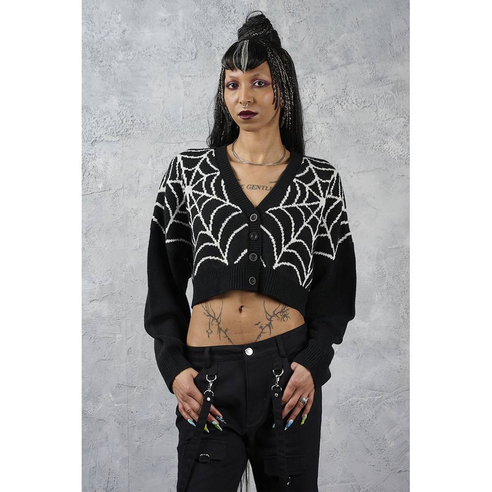 Banned - Web Of Night Cardigan - Black/White